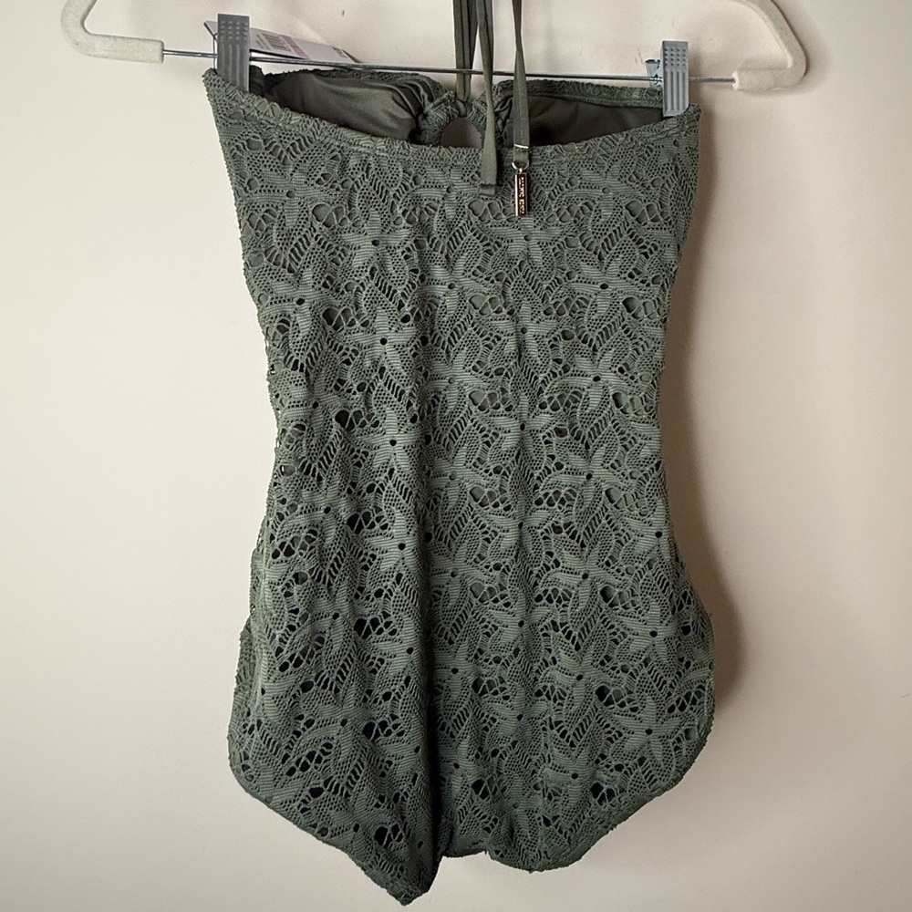 Vince Camuto Olive Green Lace One Piece Swimsuit - Picture 5 of 6